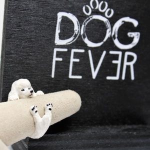 Dog Fever Enameled Hug Ring Sterling Silver Poodle